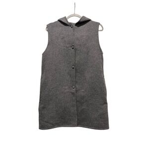Joie Women Gray Hooded Sleeveless Vest Button Front Size S P